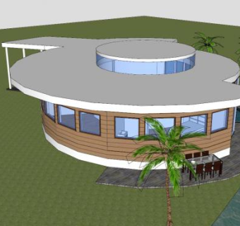 湖边住宅建筑房子SU模型下载_sketchup草图大师SKP模型