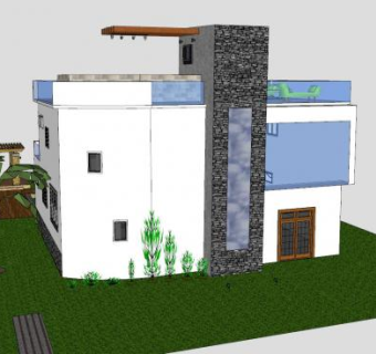 简约房子住宅SU模型下载_sketchup草图大师SKP模型