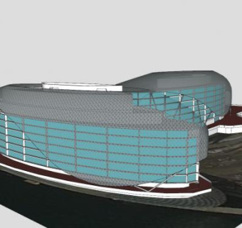 阿布扎比的亚斯酒店外观SU模型下载_sketchup草图大师SKP模型