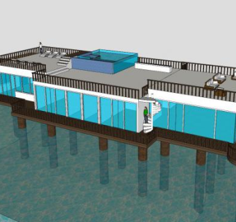 码头房子建筑SU模型下载_sketchup草图大师SKP模型