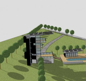 现代垂直住宅家居房子SU模型下载_sketchup草图大师SKP模型