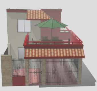 车库露台建筑SU模型下载_sketchup草图大师SKP模型