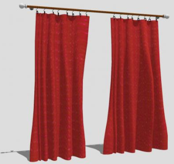 室内家居红色窗帘SU模型下载_sketchup草图大师SKP模型