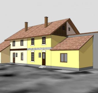 工人两层楼房子建筑SU模型下载_sketchup草图大师SKP模型