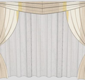 透明纱帘和米色窗帘SU模型下载_sketchup草图大师SKP模型