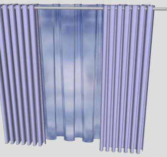 双层简欧纯色纱帘SU模型下载_sketchup草图大师SKP模型