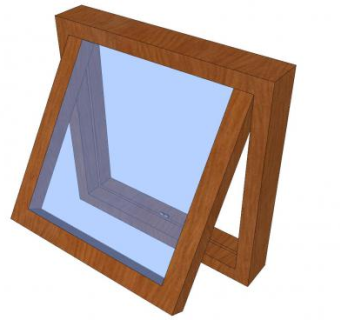 浴室通风木框玻璃窗户SU模型下载_sketchup草图大师SKP模型