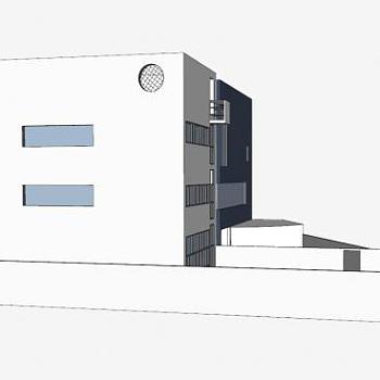 现代联排房子建筑SU模型下载_sketchup草图大师SKP模型