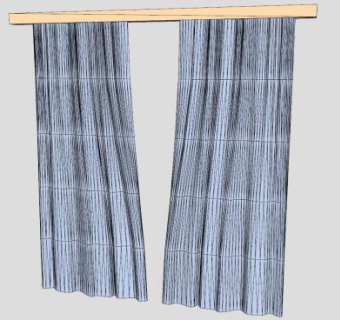 窗帘木轨架纯色纱帘SU模型下载_sketchup草图大师SKP模型