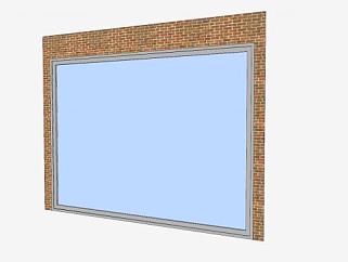 商店砖壁玻璃橱窗SU模型下载_sketchup草图大师SKP模型