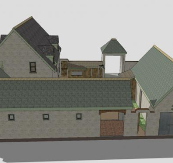 农舍房子建筑SU模型下载_sketchup草图大师SKP模型