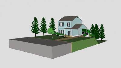 简约建筑房子住宅SU模型下载_sketchup草图大师SKP模型