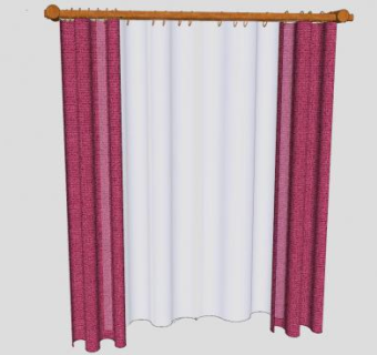 简约双层纱幔窗帘SU模型下载_sketchup草图大师SKP模型