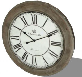 欧式罗马数字圆形木制时钟SU模型下载_sketchup草图大师SKP模型