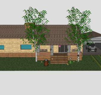 乡村风格房子建筑SU模型下载_sketchup草图大师SKP模型