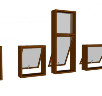 多规格木框玻璃窗SU模型下载_sketchup草图大师SKP模型