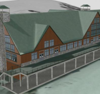 柏树山小屋建筑SU模型下载_sketchup草图大师SKP模型