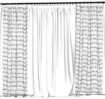 简欧英文印花双层窗帘SU模型下载_sketchup草图大师SKP模型