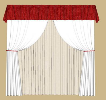 幕布布景白色窗帘SU模型下载_sketchup草图大师SKP模型