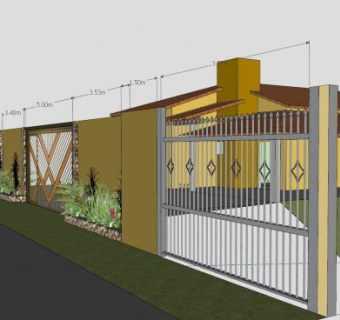 现代花园墙房子SU模型下载_sketchup草图大师SKP模型