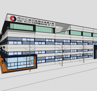 机电公司厂房大楼建筑SU模型