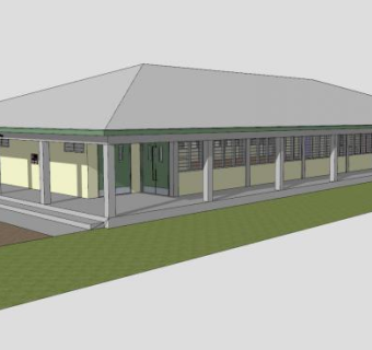 社区大厅避难所建筑SU模型下载_sketchup草图大师SKP模型