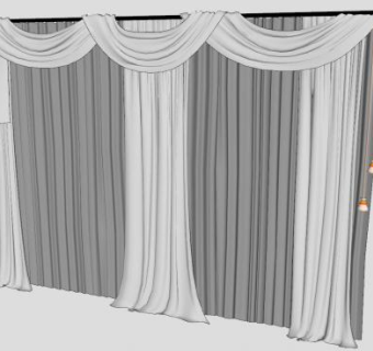 欧式经典客厅布艺帘SU模型下载_sketchup草图大师SKP模型