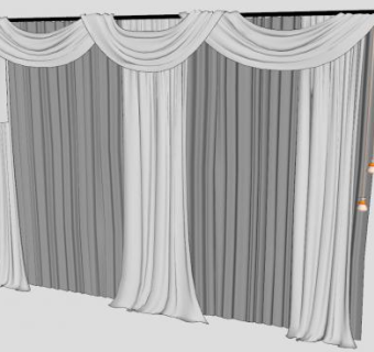 现代客厅简约布艺帘SU模型下载_sketchup草图大师SKP模型