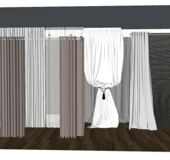 经典色系客厅卧房窗帘种类SU模型下载_sketchup草图大师SKP模型