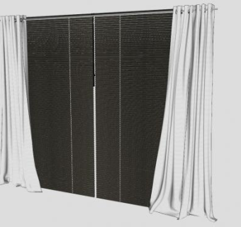 简欧风百叶帘和布艺帘SU模型下载_sketchup草图大师SKP模型