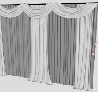 古朴典雅欧式灰色系布艺帘SU模型下载_sketchup草图大师SKP模型