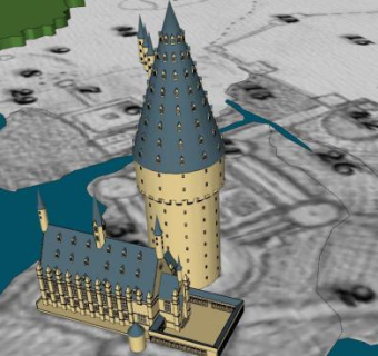 霍格沃茨房子建筑SU模型下载_sketchup草图大师SKP模型