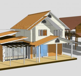 现代房子木屋SU模型下载_sketchup草图大师SKP模型