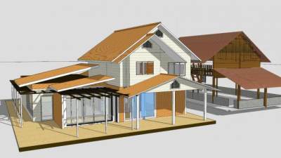 现代房子木屋SU模型下载_sketchup草图大师SKP模型
