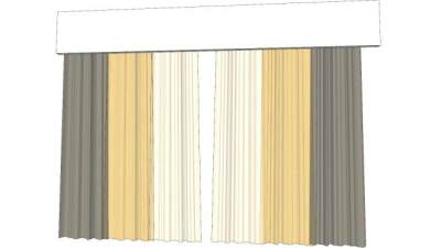 纯色系节约布艺帘SU模型下载_sketchup草图大师SKP模型