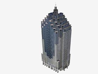 现代高层建筑大楼SU模型下载_sketchup草图大师SKP模型