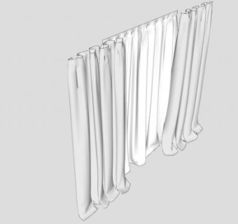 白色纯色布艺窗帘SU模型下载_sketchup草图大师SKP模型