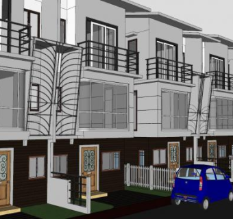 漂亮联排建筑SU模型下载_sketchup草图大师SKP模型