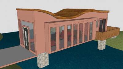 桥楼室房子建筑SU模型下载_sketchup草图大师SKP模型