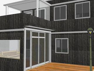 现代黑色住宅小房子SU模型下载_sketchup草图大师SKP模型