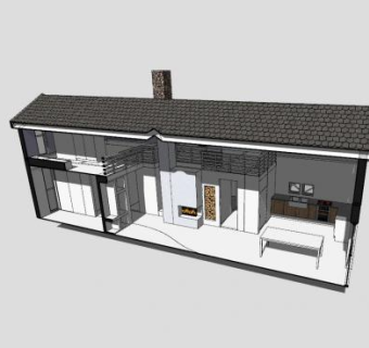 避暑别墅房子建筑SU模型下载_sketchup草图大师SKP模型
