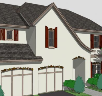 现代都铎王朝复古建筑SU模型下载_sketchup草图大师SKP模型