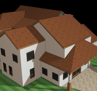 大房子乡村建筑SU模型下载_sketchup草图大师SKP模型