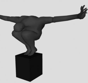 黑色人形雕刻雕像SU模型下载_sketchup草图大师SKP模型