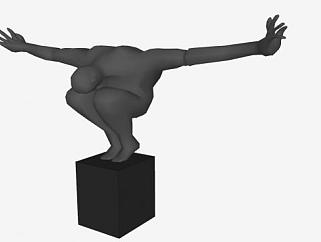 黑色人形雕刻雕像SU模型下载_sketchup草图大师SKP模型