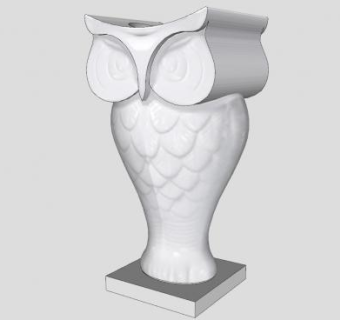 猫头鹰艺术花瓶雕塑SU模型下载_sketchup草图大师SKP模型
