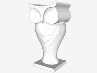 猫头鹰艺术花瓶雕塑SU模型下载_sketchup草图大师SKP模型