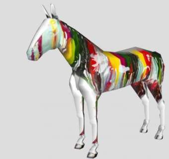 彩色马驹艺术雕塑SU模型下载_sketchup草图大师SKP模型