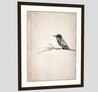 现代鸟素描装饰画墙画SU模型下载_sketchup草图大师SKP模型