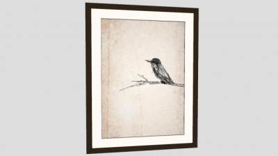 现代鸟素描装饰画墙画SU模型下载_sketchup草图大师SKP模型